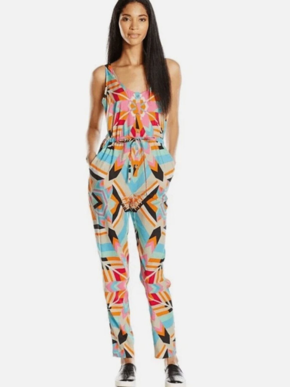 Mara Hoffman Neon Geometric Print Sleeveless Jumpsuit – Size XS